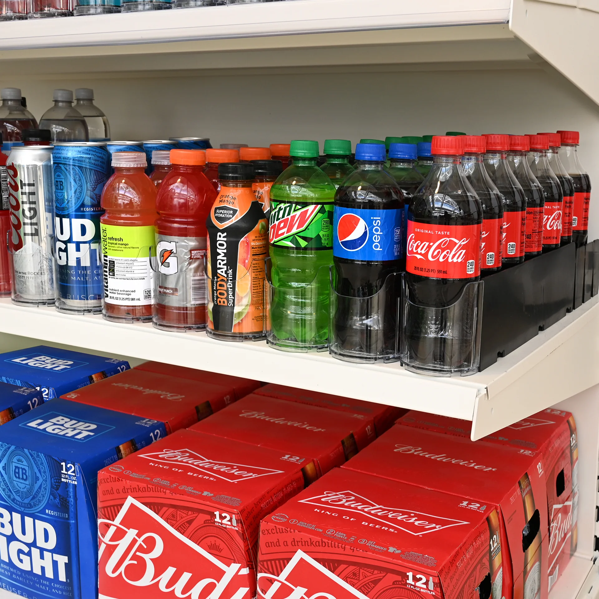 grocery shelf with drinks