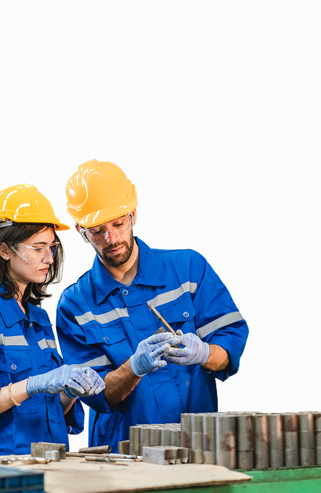 Two engineers looking at equipment