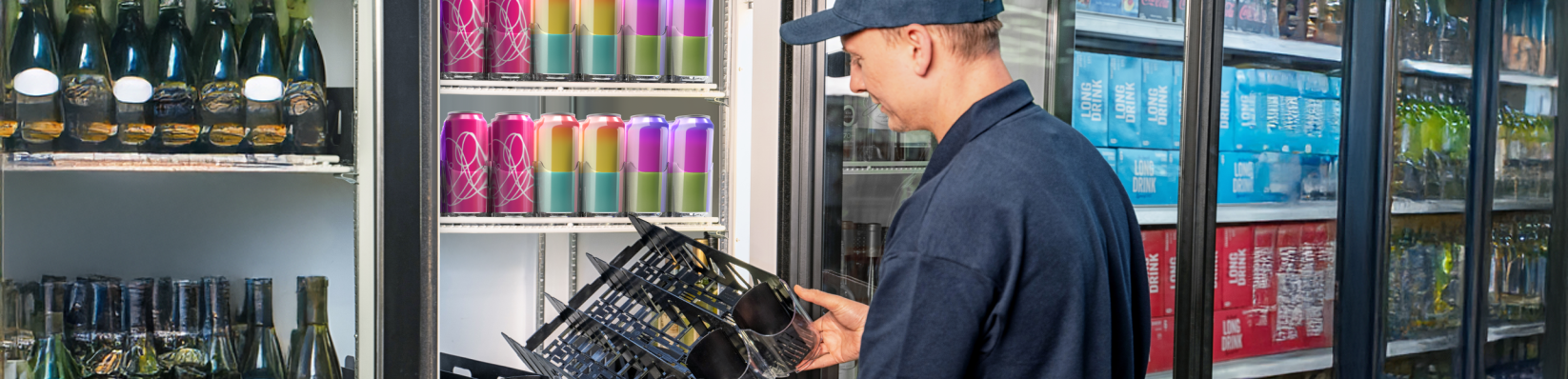 Man filling drinks